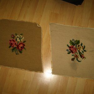 🛍 Antique Needlepoint 1940's Floral Pillow Top Cover